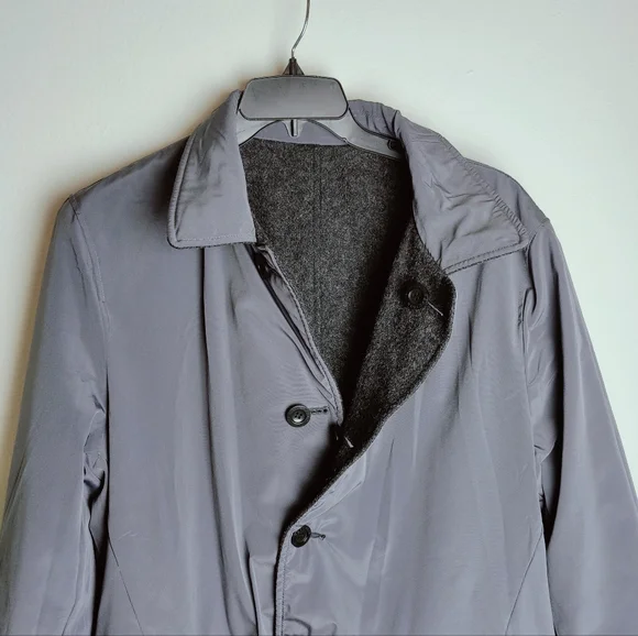 Kenneth Cole Reaction Men's Reversible 20 oz Wool Top Overcoat Car Coat, Sz L